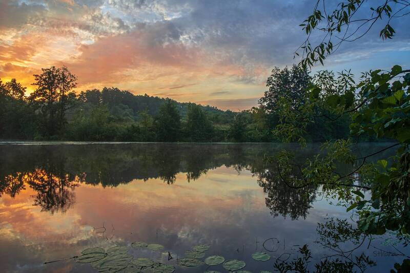 лето, озеро, утро, облака, отражение, природа Рассвет. фото превью
