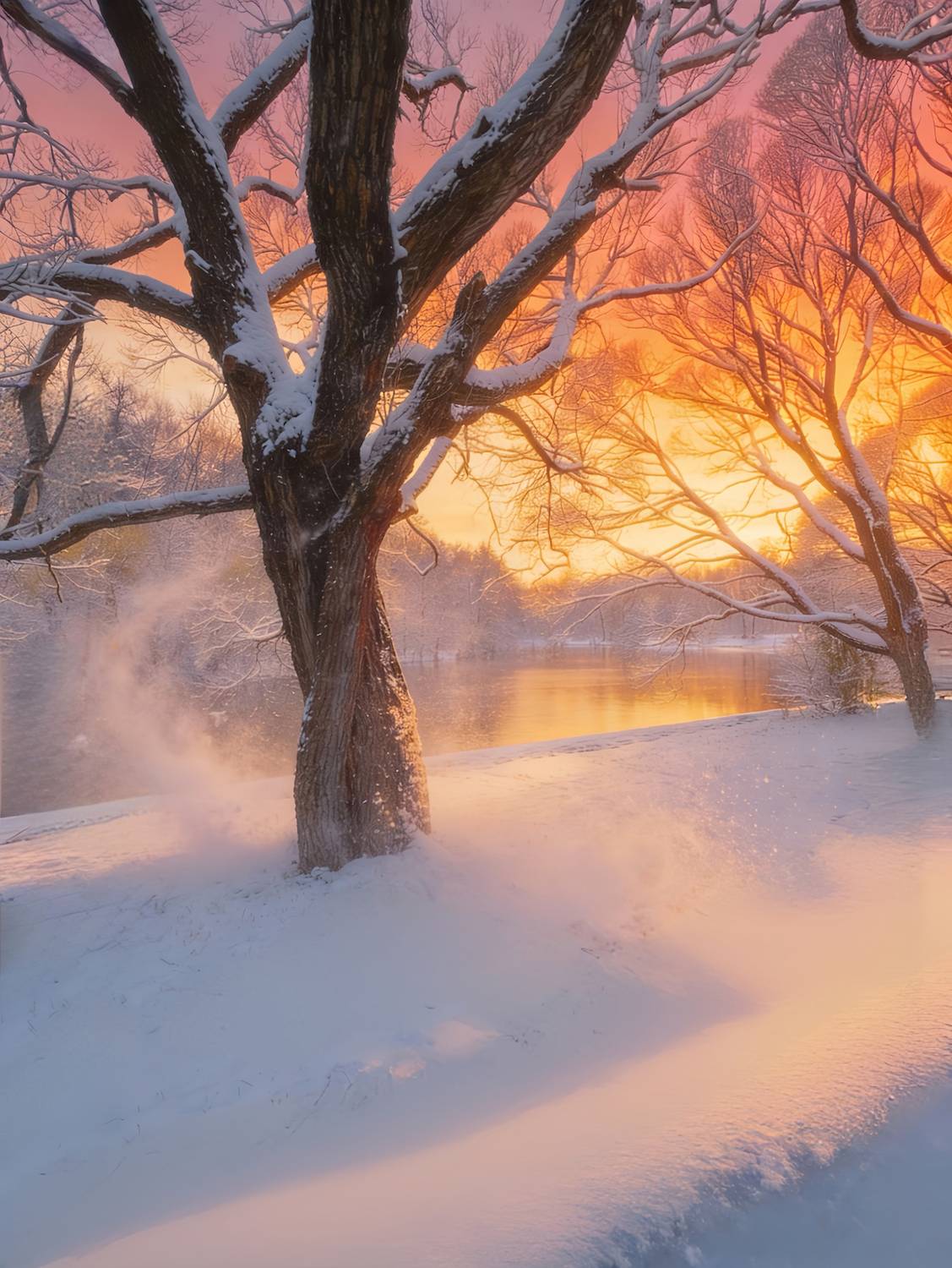 зима, winter, sunset, пейзаж, landscape, nature, природа, закат, лес, forest, Julia Kaissa
