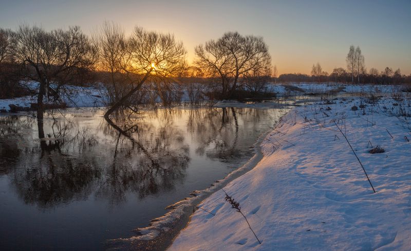 весна, река, рассвет  фото превью
