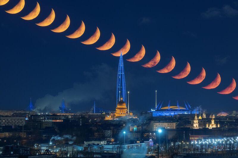 Санкт-Петербург Секвенция захода Луны фото превью