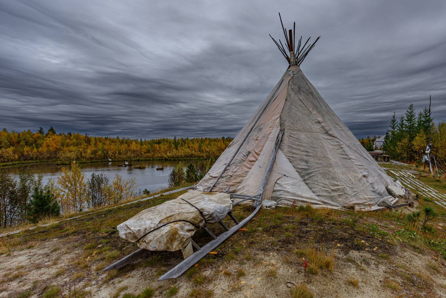 стойбище, осень, тундра, ямал, озеро, чум, нарты, надым, Сторожев Олег
