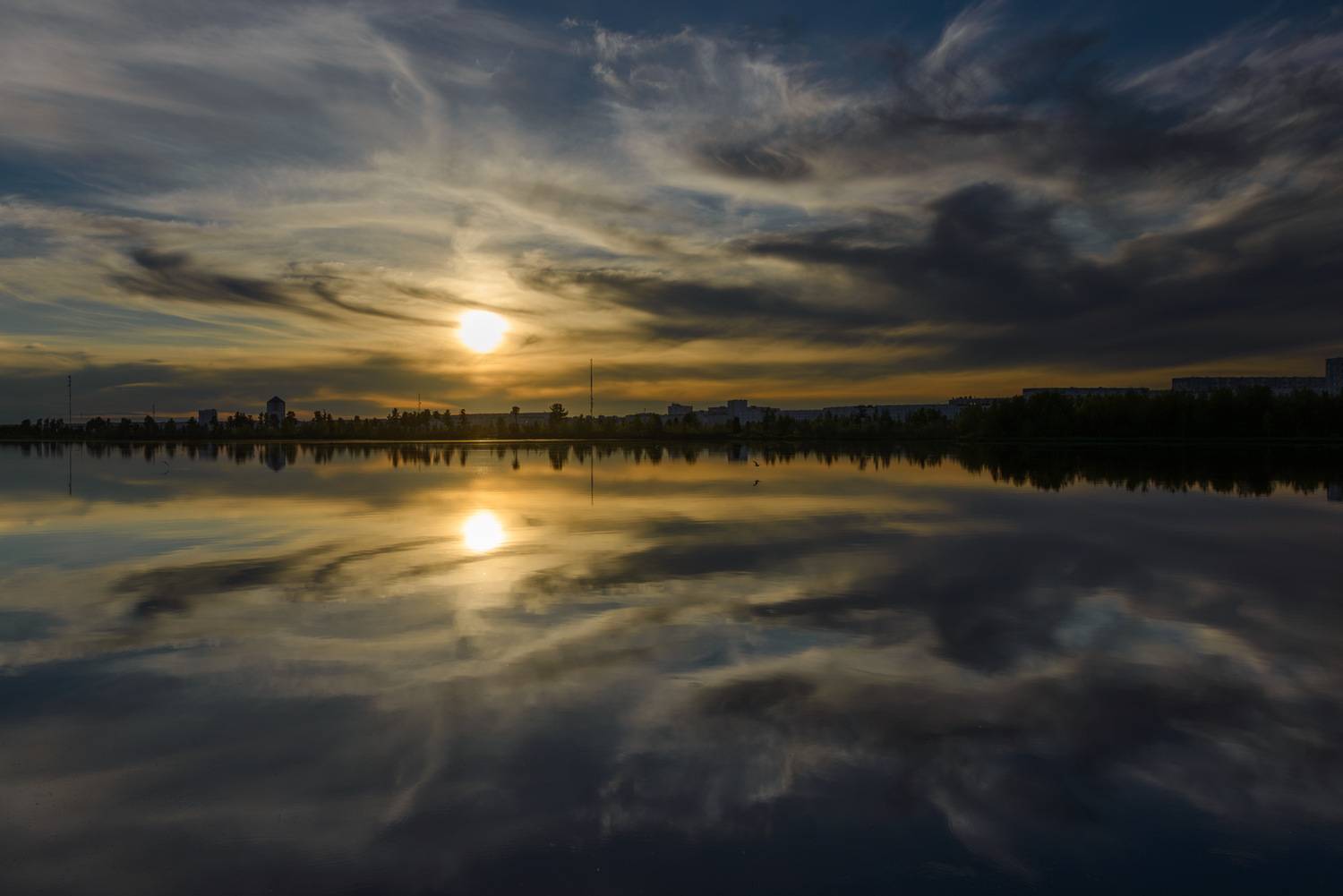 reflection, отражение, озеро, небо, солнце, надым, Олег Сторожев