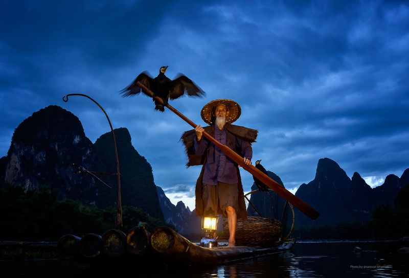 China, Fisherman, Fishing, River Cormorant fishing on the Li River, China фото превью
