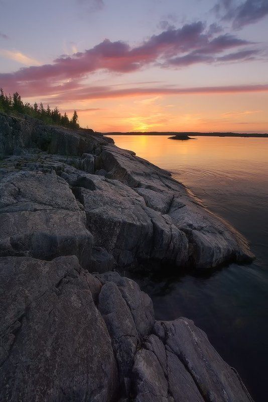 карелия,ладога Два заката в шхерах фото превью