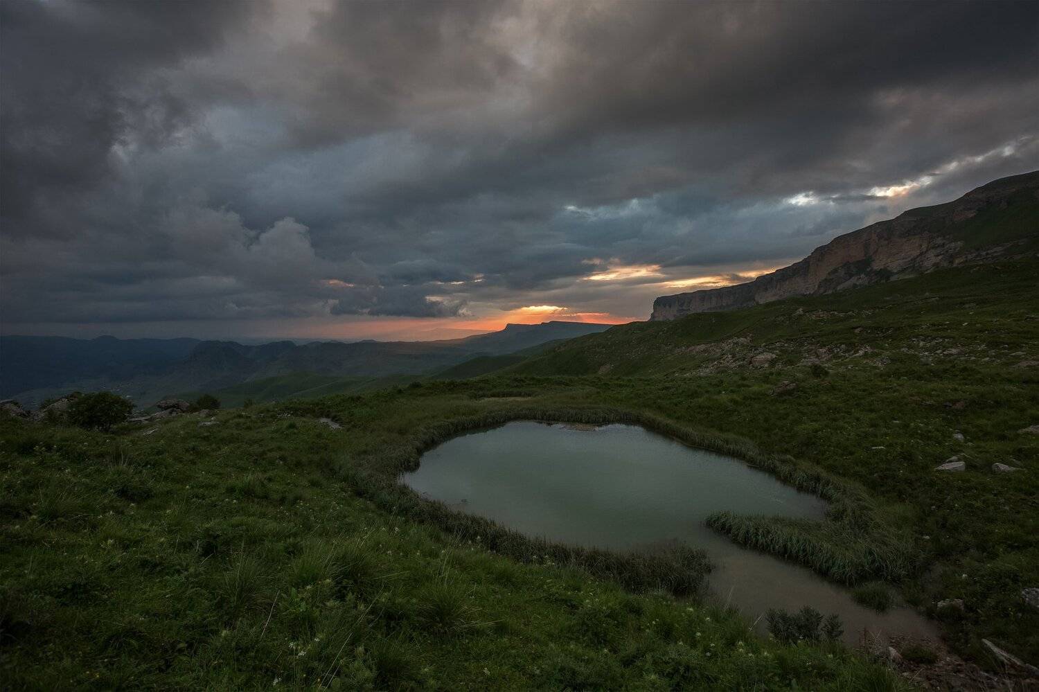 горы, закат, кчр, перевал гум-баши, Коркин Вадим
