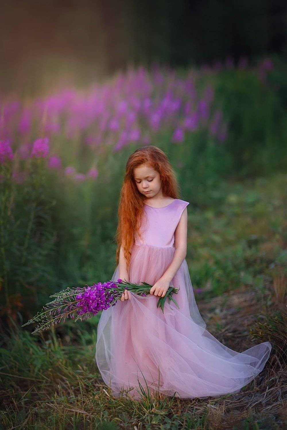 Дети, Закат, Иванчай, Лето, Платье, Поле, Рыжая, Рыжаядевочка, Рыжиеволосы, Ульянова Лилия