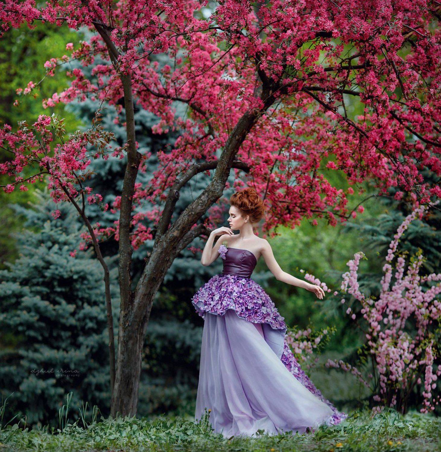 Colors, Dress, Dzhul irina, Flower, Girl, Green, Irinadzhul, People, Portrait, Red, Ирина Джуль