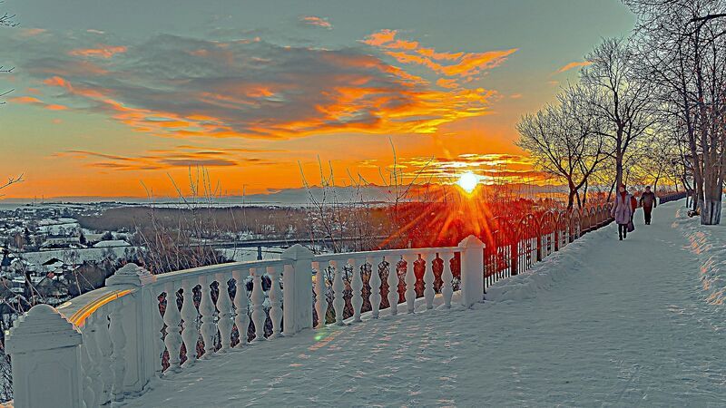 ливны, парк, закатсолнца, зима Закат солнца в Ливнах. фото превью