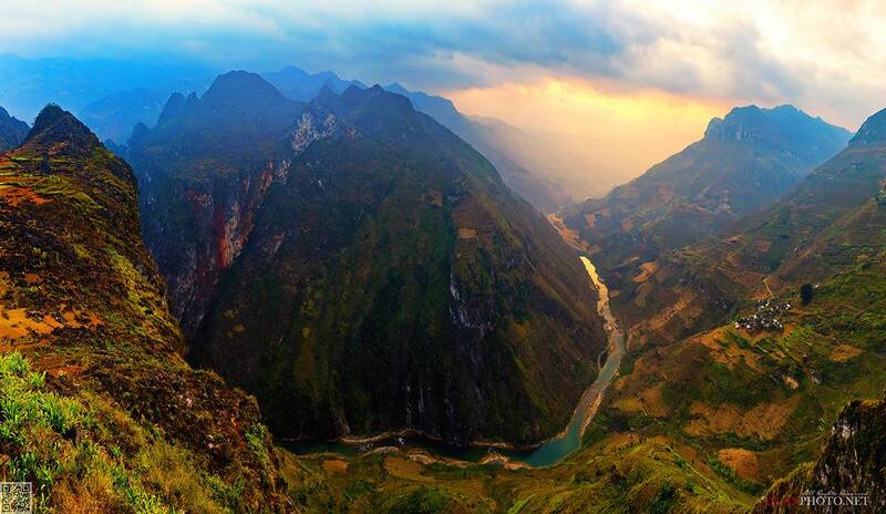 quanphoto, landscape, morning, sunrise, dawn, mountains, valley, river, canyon, panorama, hagiang, vietnam Ma Pi Leng Panorama фото превью