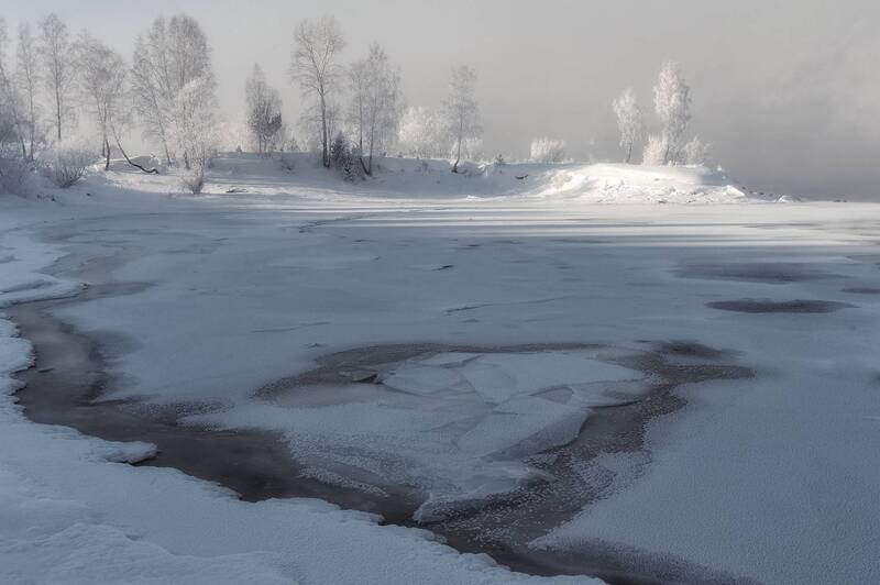 залив, сибирь, енисей, лед Осколки льда фото превью