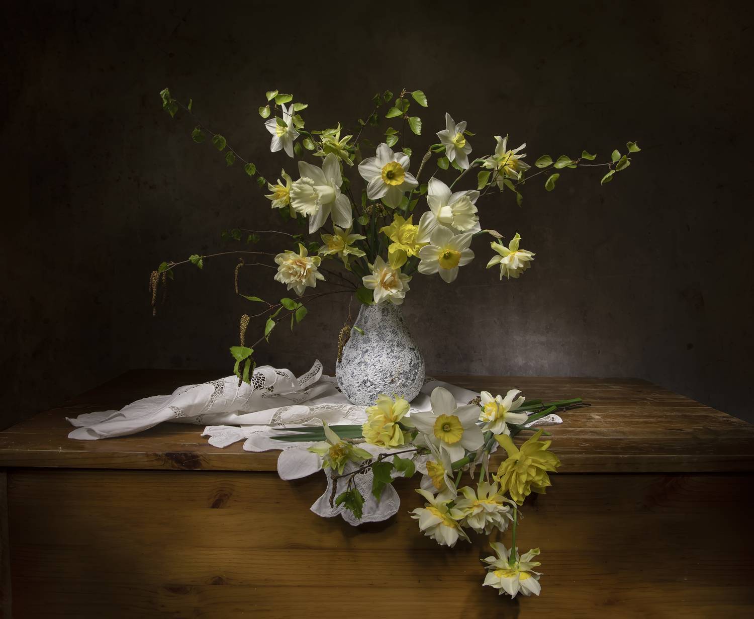 натюрморт, нарциссы, березка, Татьяна Феденкова