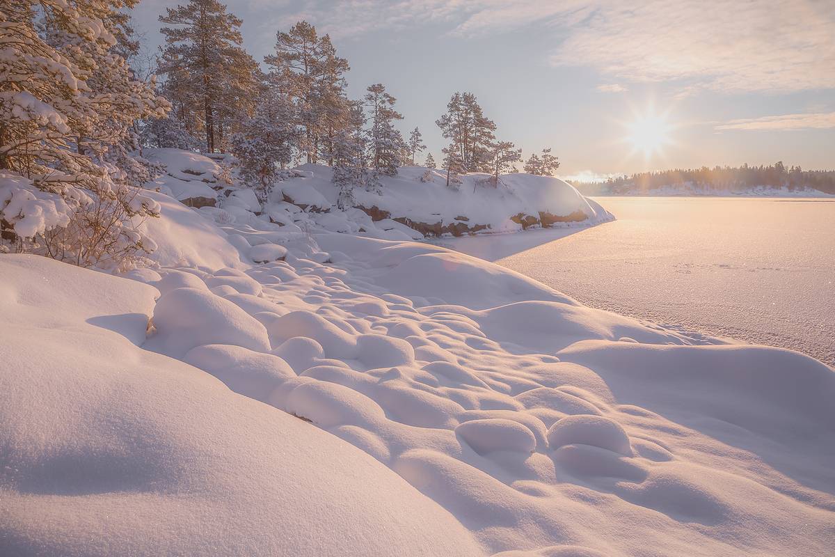 койонсаари, зимний пейзаж, мороз, сугробы, рассвет, природа карелии, ладога, ладожские шхеры, сортавала, карелия, karjala, ladoga, фототуры по ладоге, туры по карелии, северное приладожье, Уютнов Кирилл