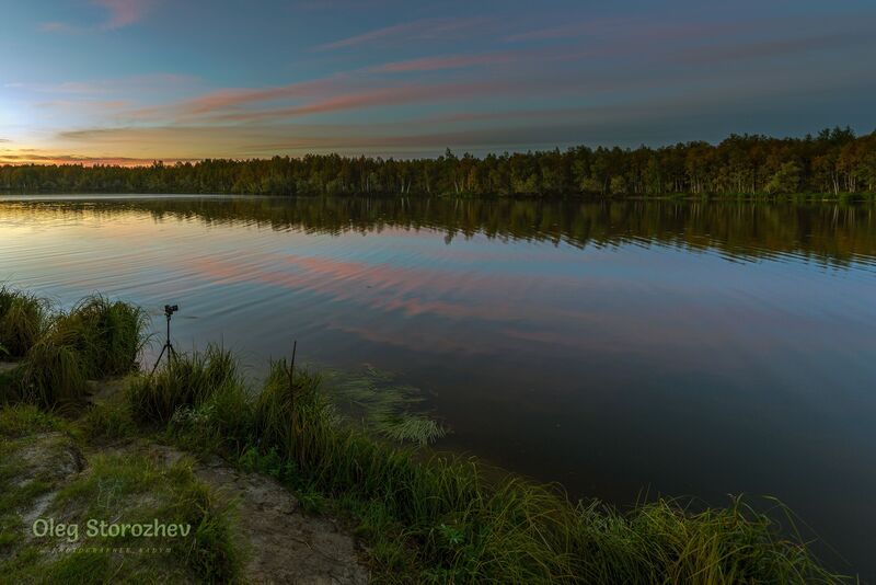 река, закат, небо, пейзаж, надым, янао Вечер у реки фото превью