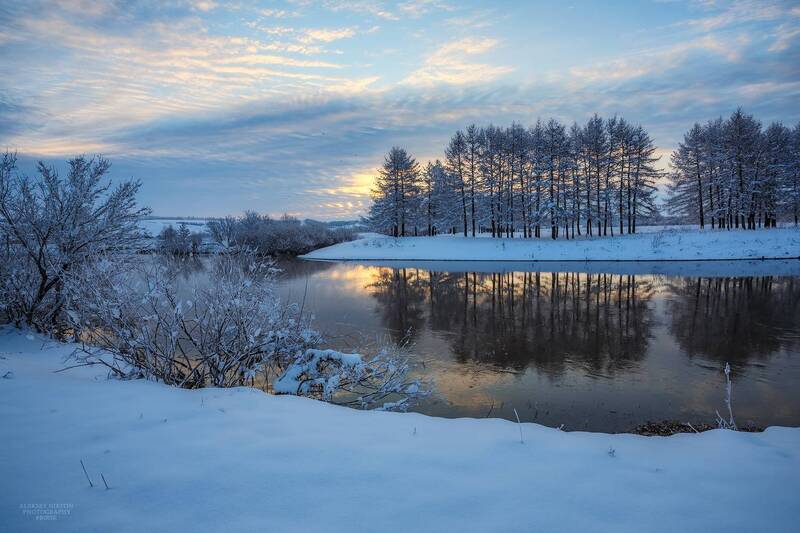 река Бирь, весенний рассвет фото превью