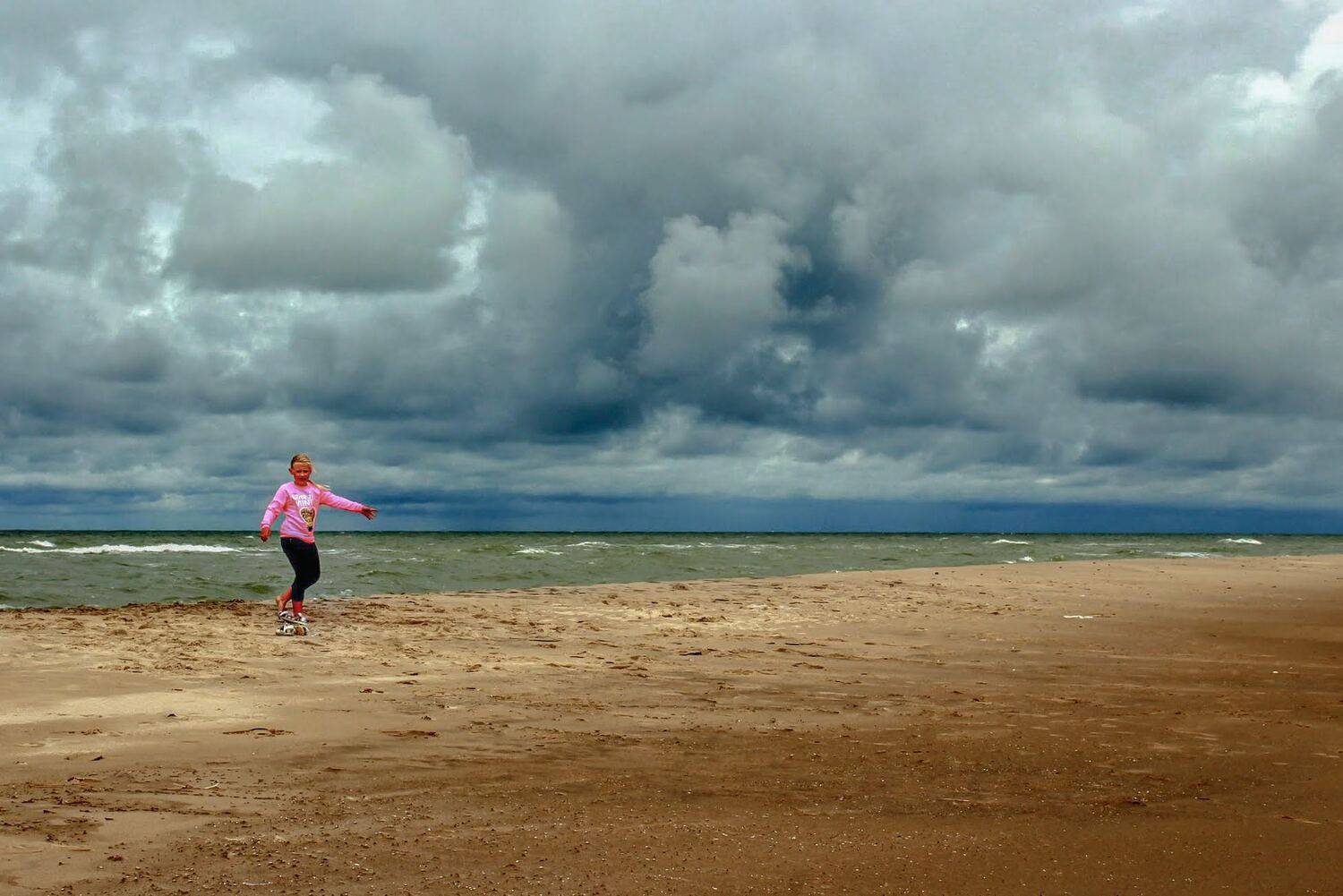 ainava, jūra, zils, brūns, meitene, Cielava Dace