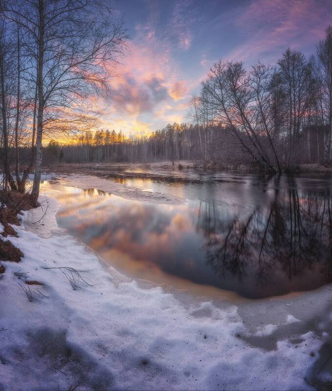весна, ленобласть, закат, речка *** фото превью