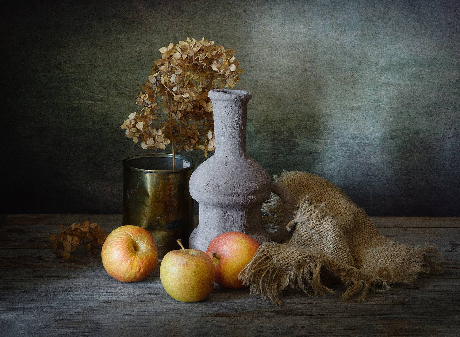 яблоки, ваза, банка, мешковина, сухоцвет, Алексей Бычков
