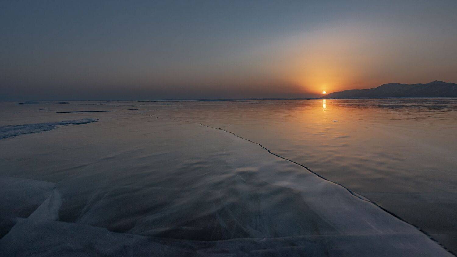 зима, закат, Байкал,  Мария