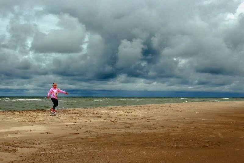 ainava, jūra, zils, brūns, meitene Vēja deja фото превью