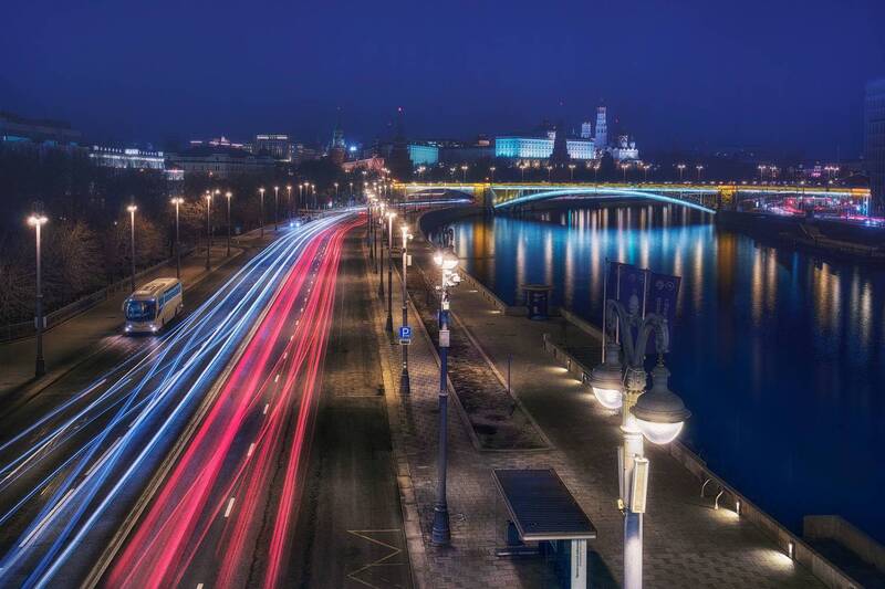 москва, ночь Вид на кремль фото превью