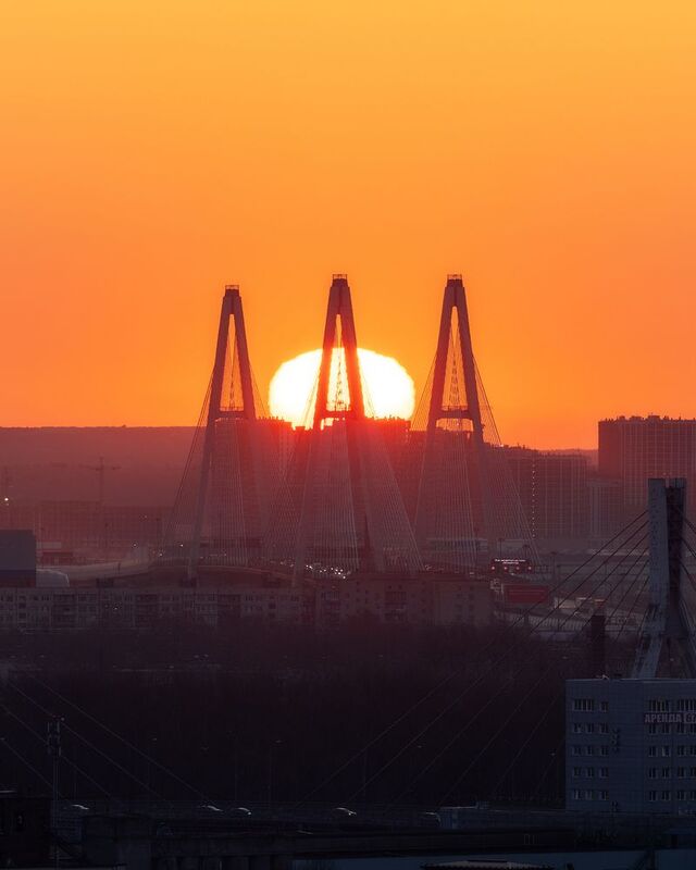 Большой Обуховский мост, Санкт-Петербург, Рассвет Большой Обуховский мост фото превью