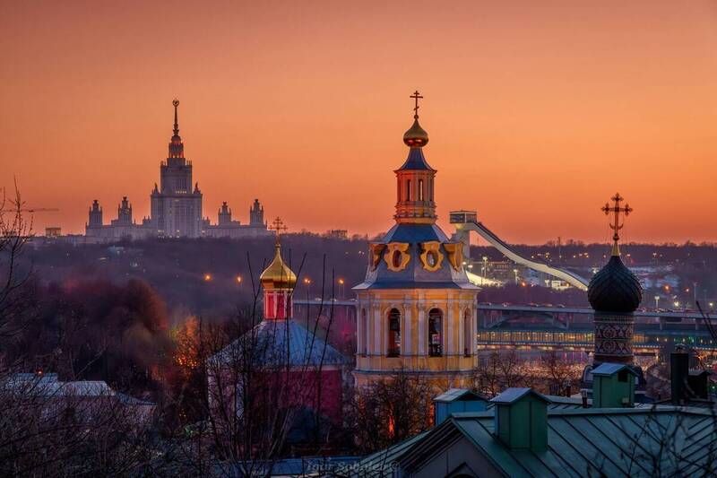 москва, андреевский монастырь, мгу, закат Теплый мартовский вечер фото превью