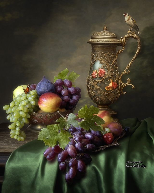 натюрморт, фрукты, винтажная посуда., Ренессанс Натюрморт в стиле Ренессанс фото превью