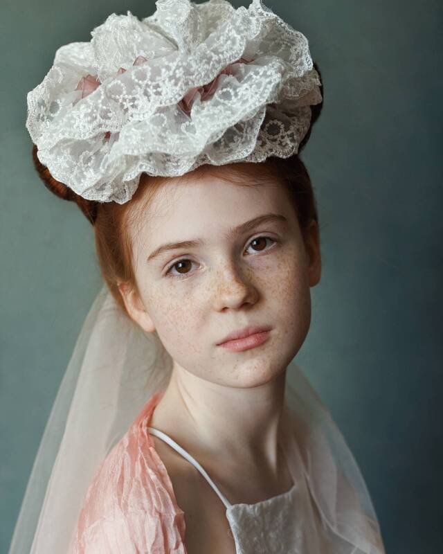 портрет, жанр, девушка, лицо, цвет, печать, ретро, рыжая София фото превью