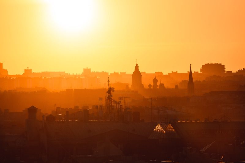санкт-петербург, закат Золотит солнце фото превью