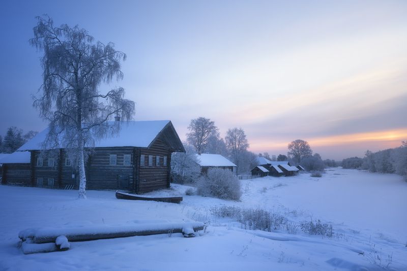 Зимнее утро в деревне фото превью