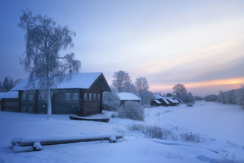 Зимнее утро в деревне фото превью