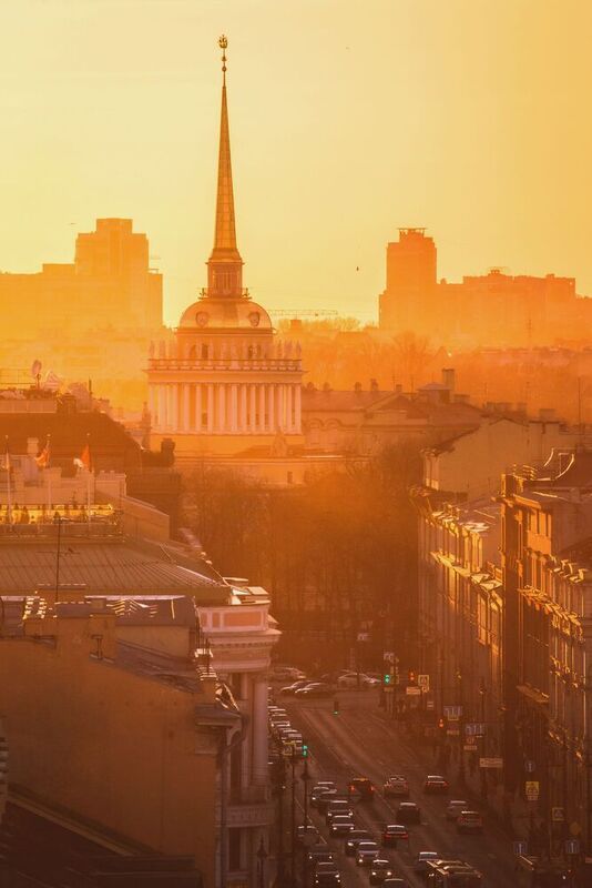 санкт-петербург, невский проспект, закат Золотое Адмиралтейство фото превью