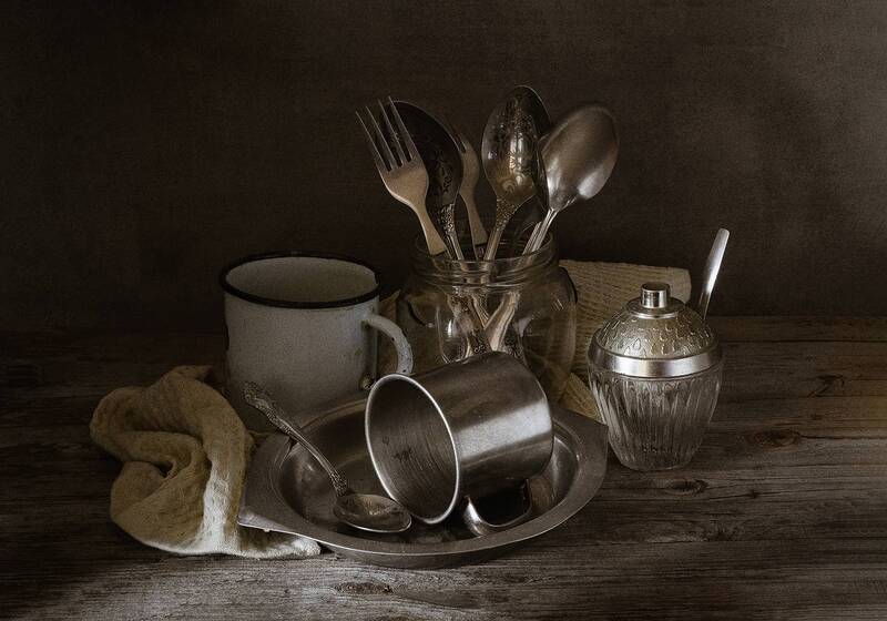 кружка, тарелка, банка, ложка, вилка, тряпка  фото превью