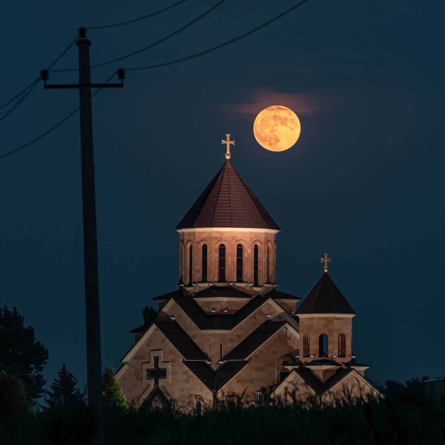 кавказ, кмв, георгиевск, храм, луна, полнолуние, архитектура, аац, fullmoon, moon, армянская церковь, Zakharov Armen