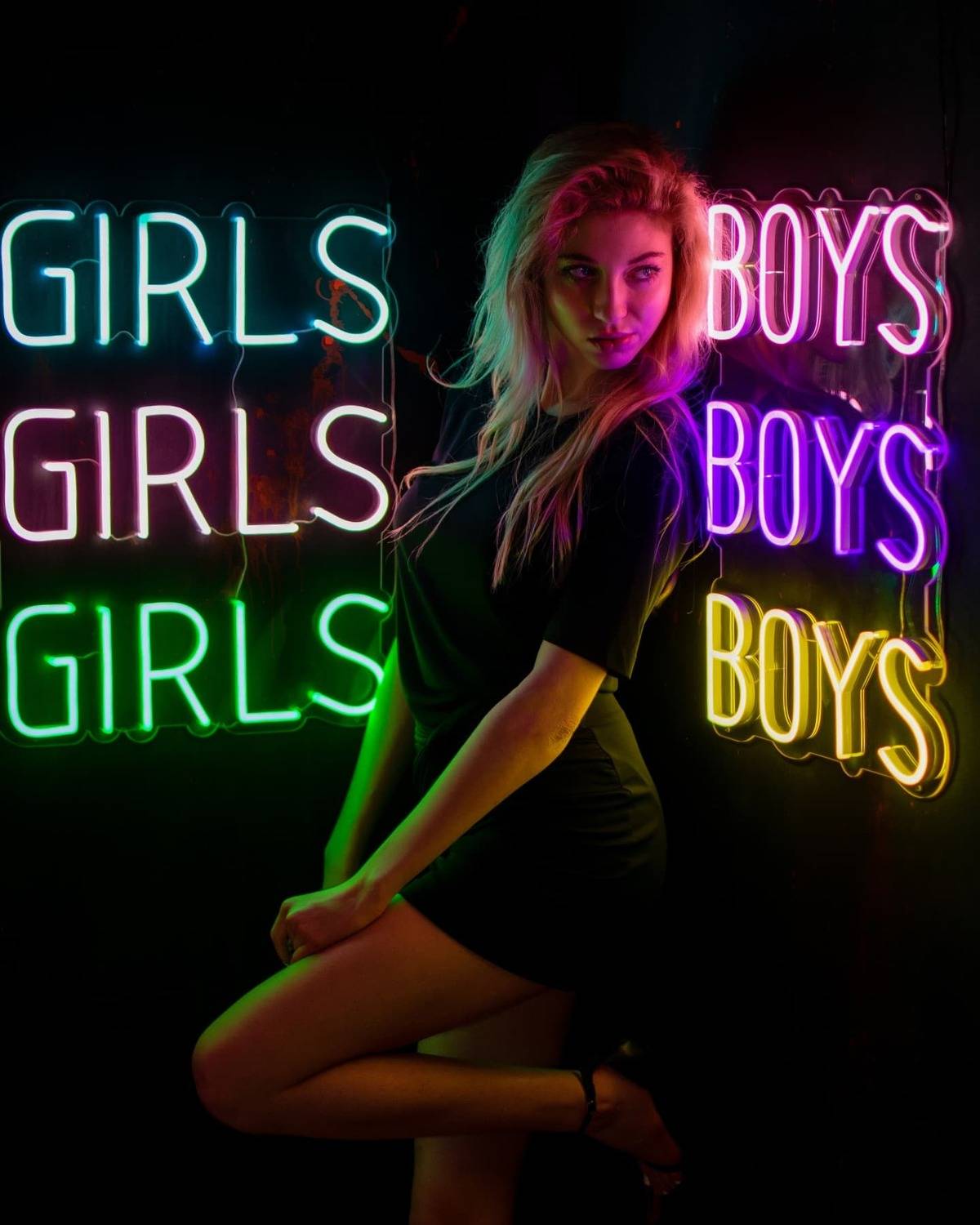 model, blonde, lasfotosdejean, neon,  Jean