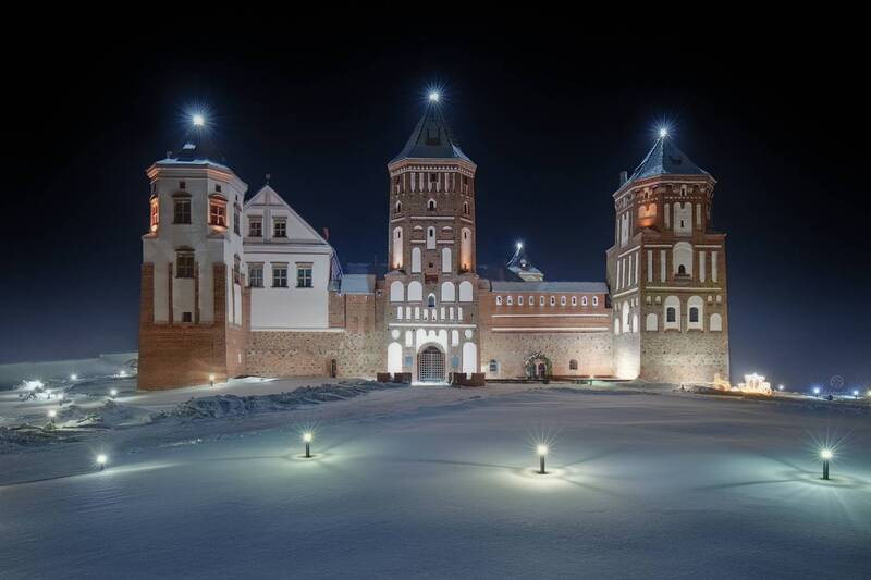 ночь, зима, замок, архитектура, путешествия \