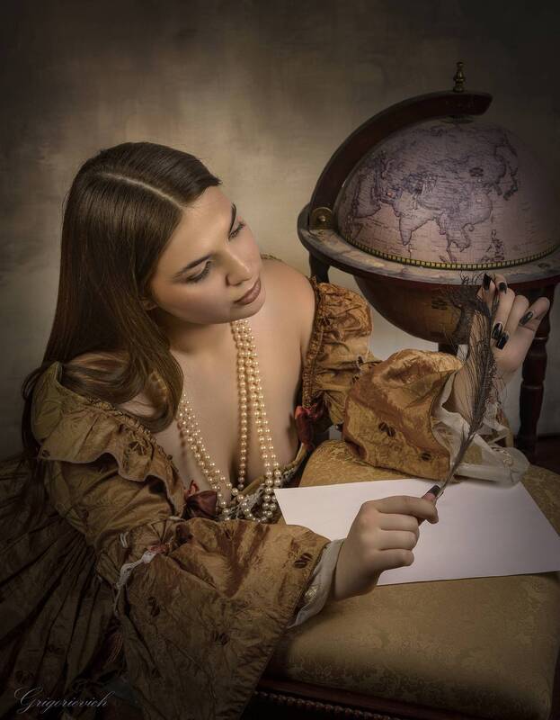 девушка, лицо, исторический костюм, перо, молодая женщина Кира фото превью