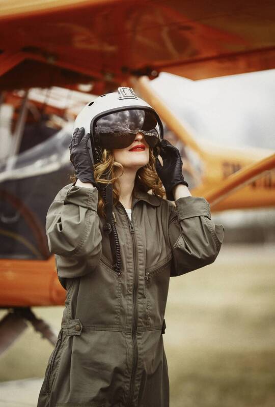 девушка, портрет, жанр, женский портрет, постановочное фото, авиация, авиатор, самолет, техника, костюмы Девушка-авиатор. ч.1 фото превью