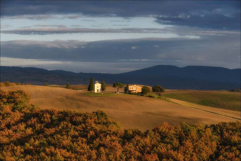 italy, san quirico dorcia, свет, madonna di vitaleta, тоскана, кипарисы, италия, осень, cappella, cipressi, tuscany, часовня, пейзажи тосканы Солнечная Виталета фото превью
