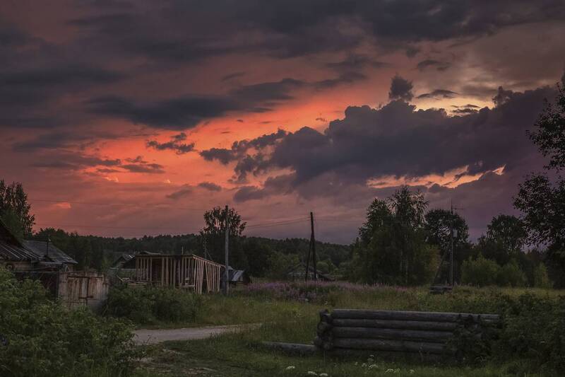 небо, гроза, деревня, лето, зарево.. Перед грозой. фото превью