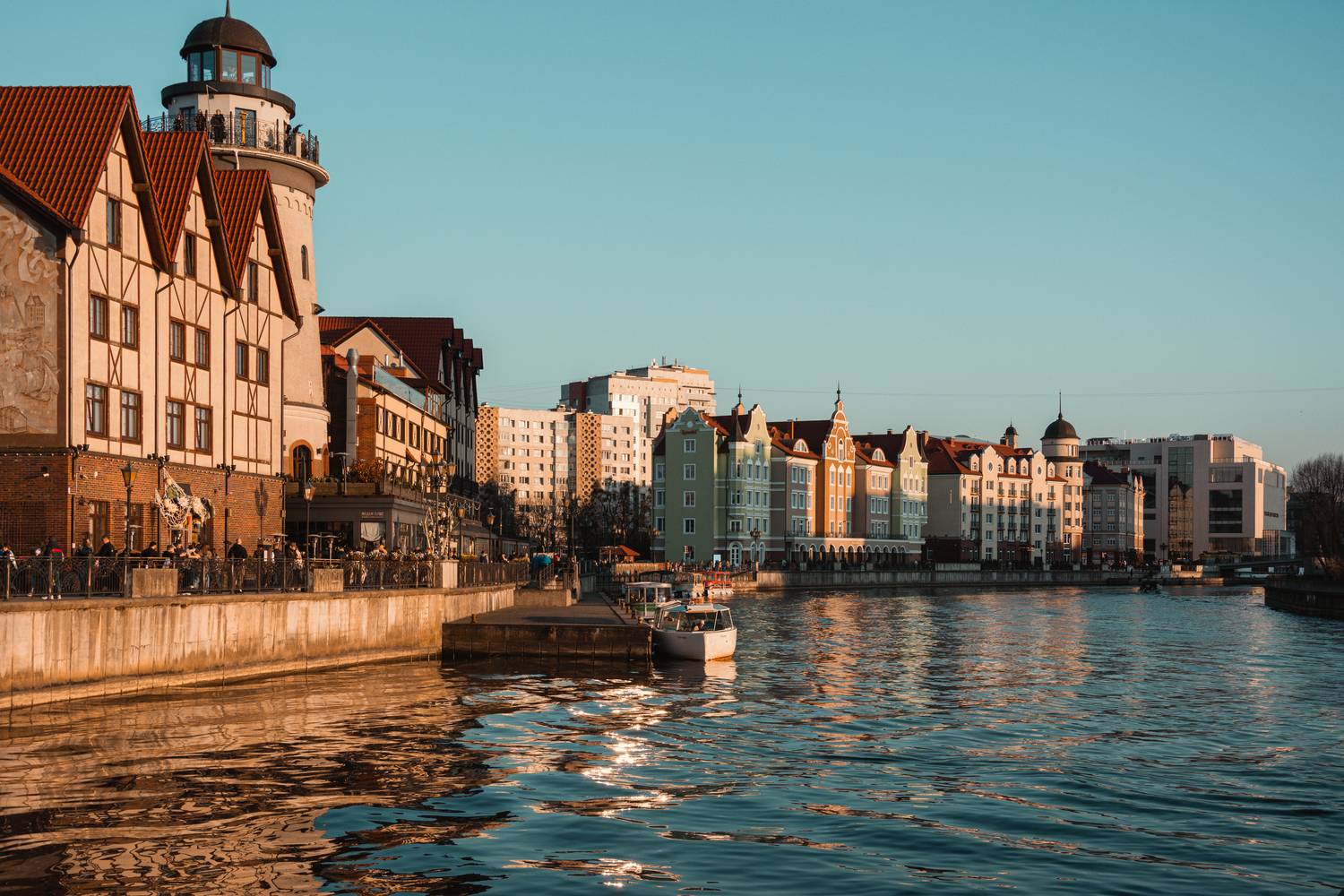 architecture, evening, water, color, city, urban, boat, old, history, russia, kaliningrad, Гладков Сергей