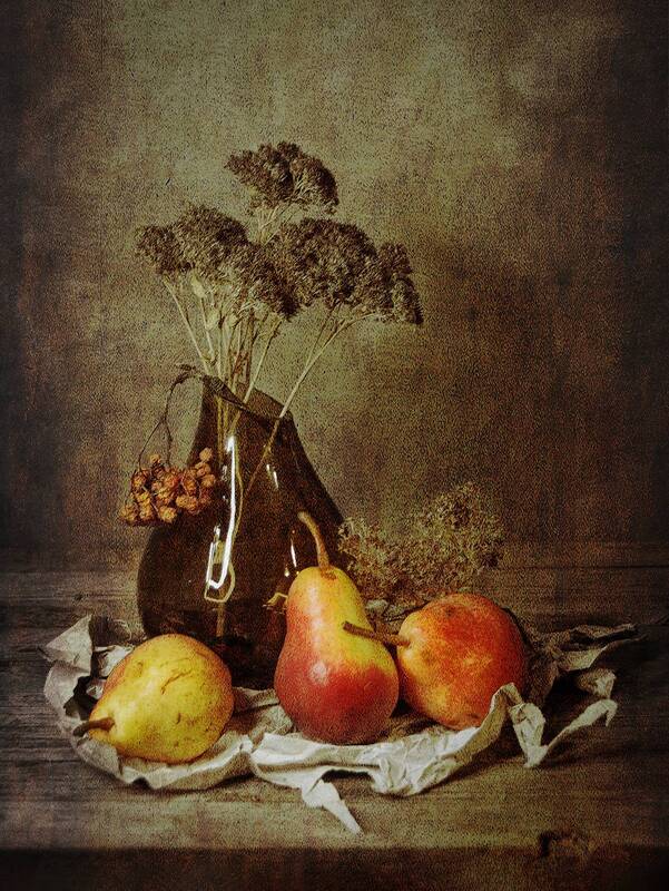 груши, ваза, сухоцвет, бумага  фото превью