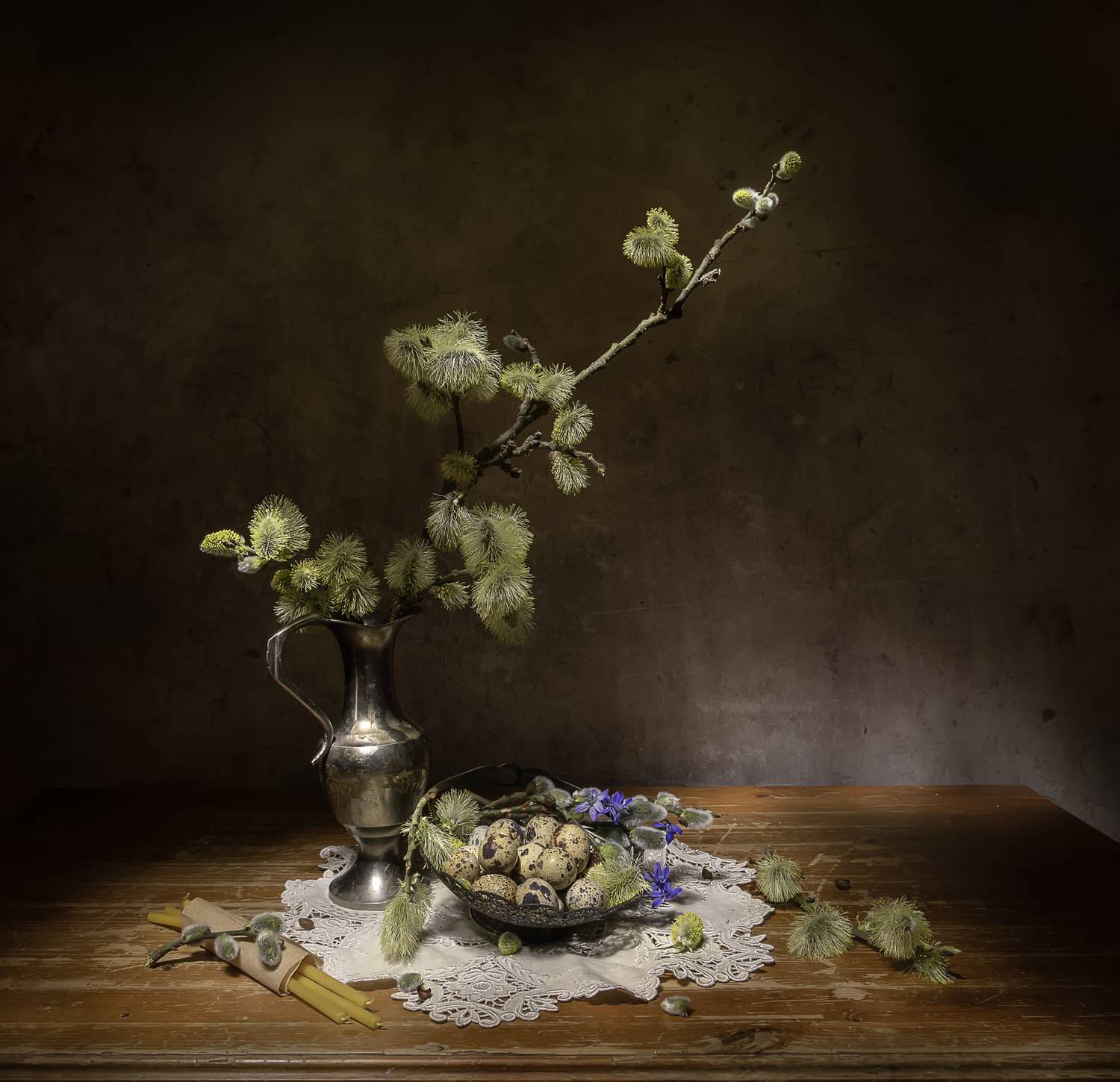 натюрморт, верба, яйца, свечи, Татьяна Феденкова