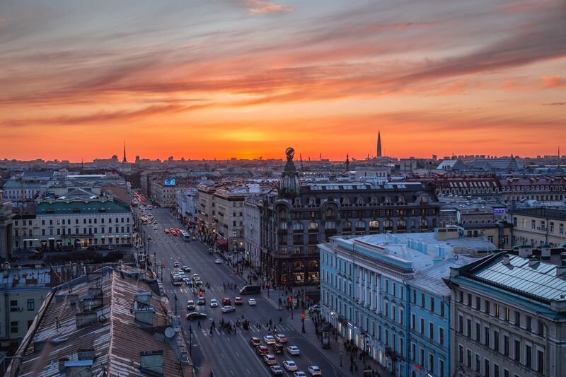 санкт-петербург, невский проспект, закат Угасающий вечер фото превью