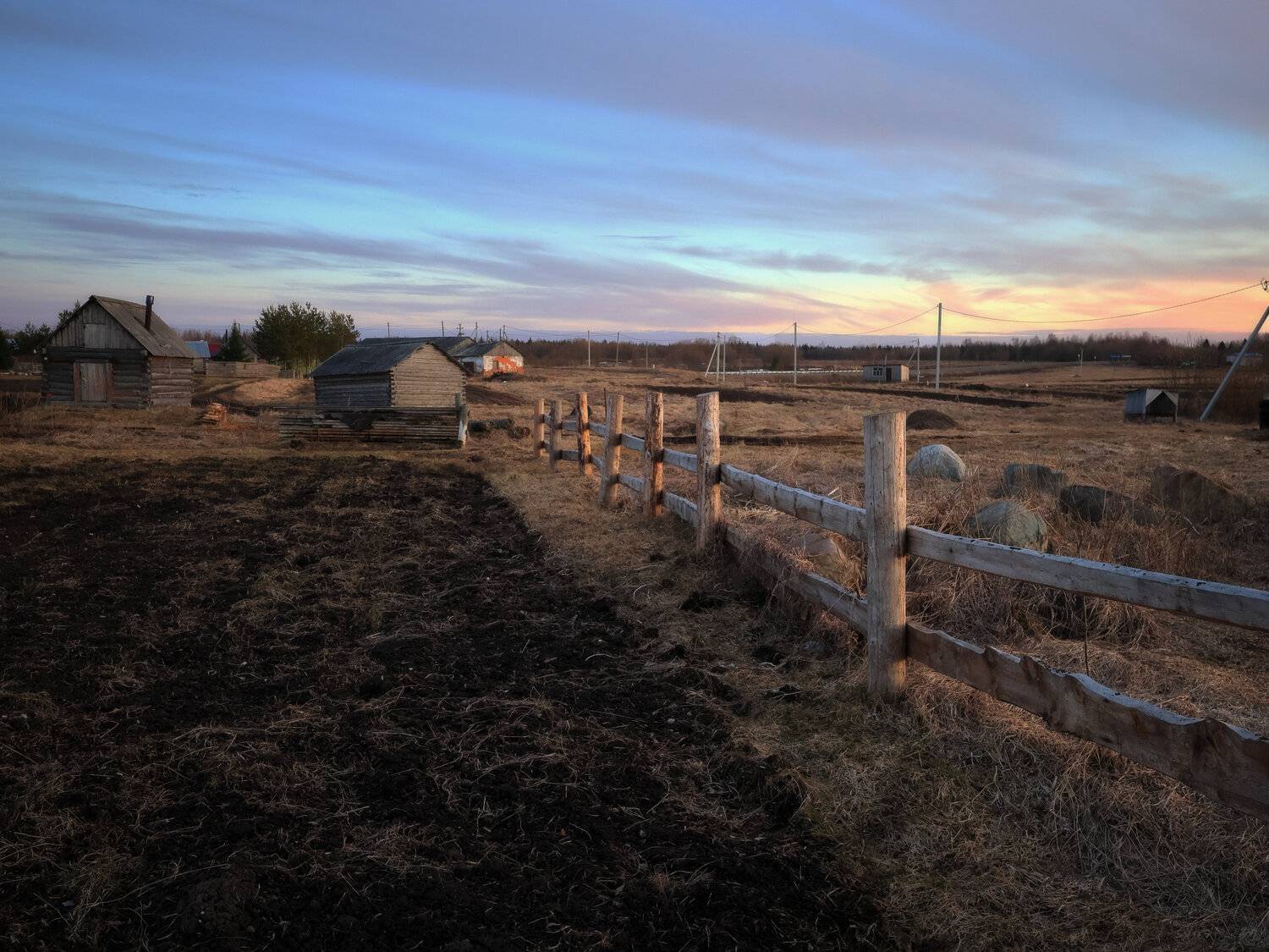 деревня, вечер, пейзаж, весна, север, Александр Титов