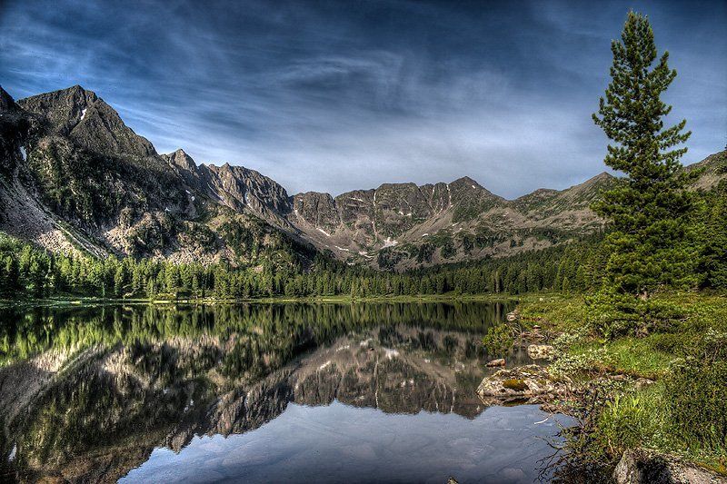 пейзаж, озеро, горы, западные саяны Равновесие фото превью