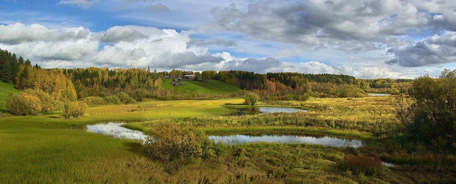 малые, карелы, архангельск, панорама, река, небо, деревня, простор, KSergeyV