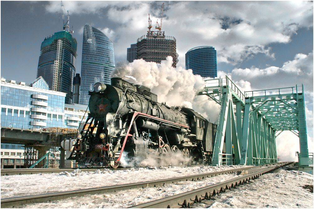паровоз, литерный, кулешов евгений,москва,город,ржд, сити, мост, Кулешов Евгений