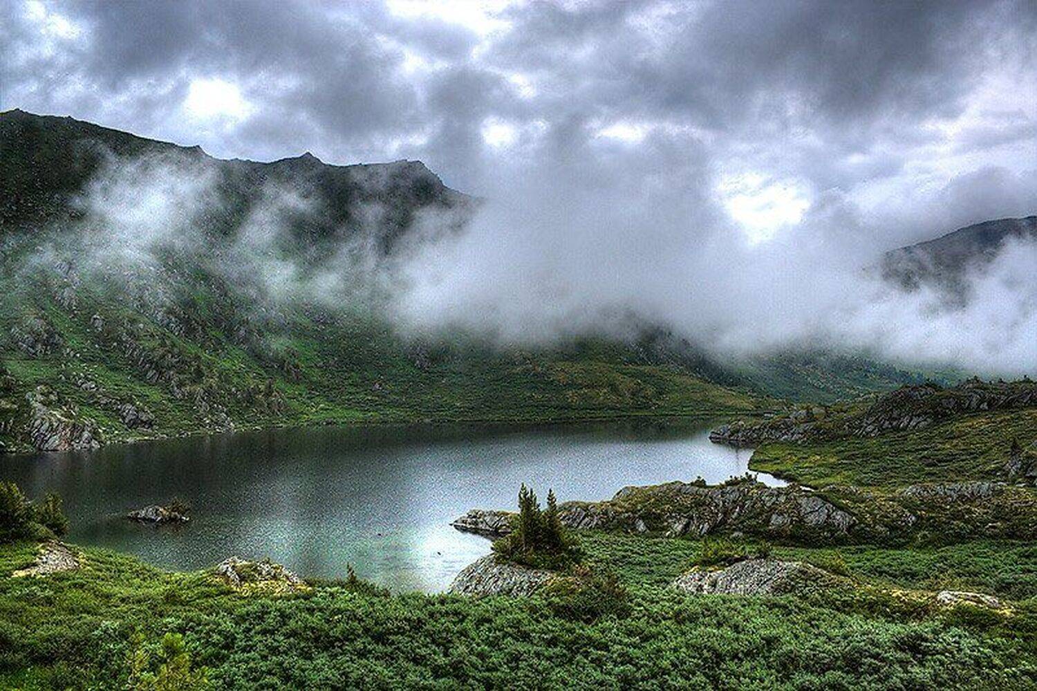 пейзаж, озеро, горы, западные саяны, Адясов Алексей