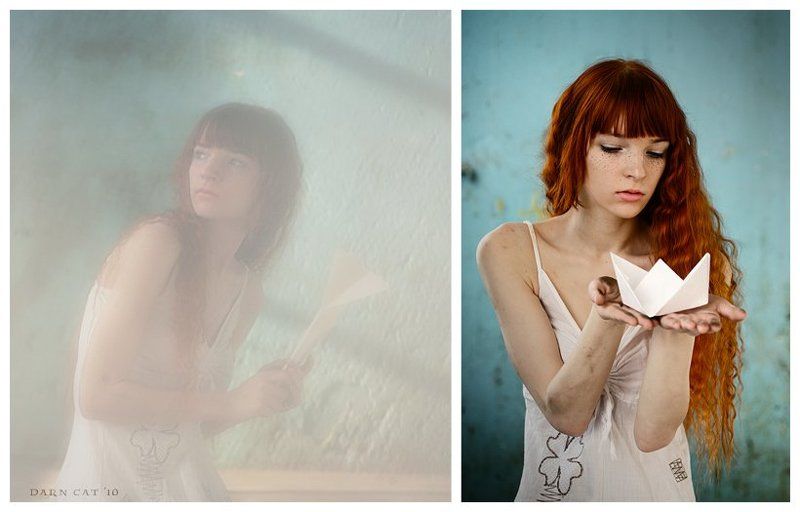 девушка, рыжая, создание, мира, кораблик, бумажный Создание мира с простых вещей.. фото превью